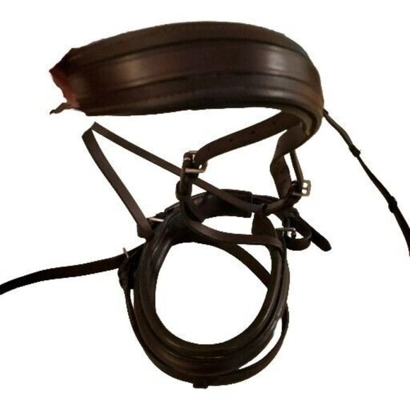 KL Select Snaffle Horse Bridle w/ Removable Flashing Brown Leather No Browband - Picture 4 of 7